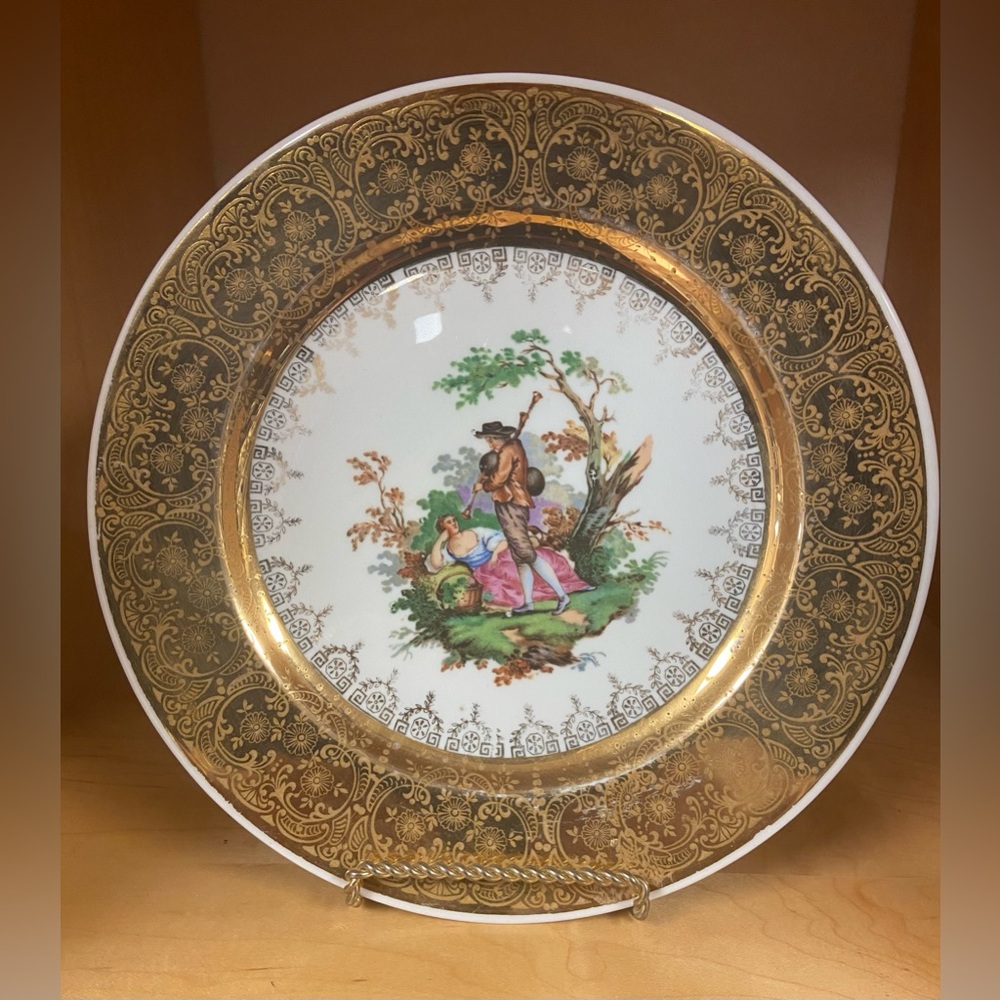 VINTAGE EDGEWOOD VICTORIAN STYLE PORCELAIN PLATE 22 KT GOLD COLLECTABLE